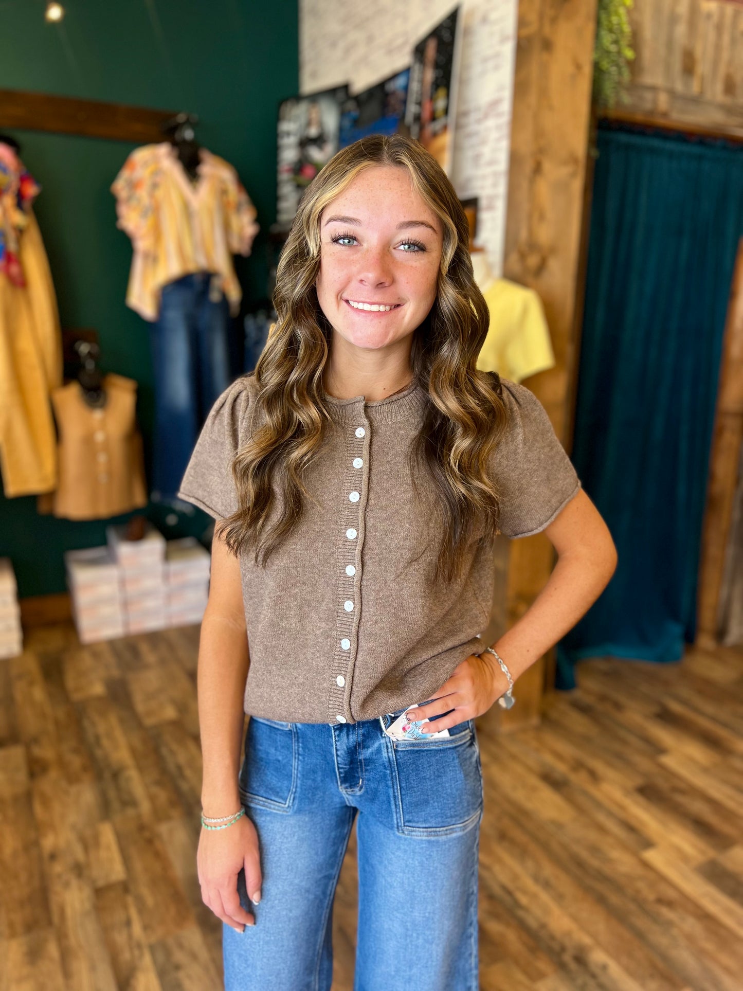 Short Sleeve Button Up Cardigan