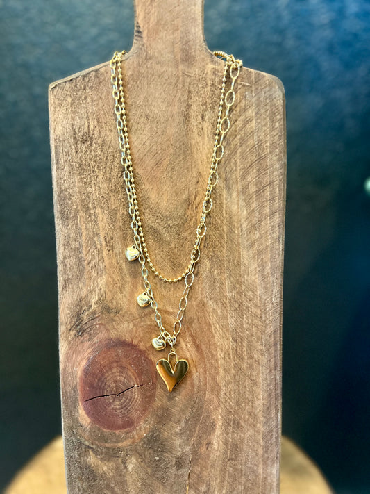 Double Strand Heart Necklace