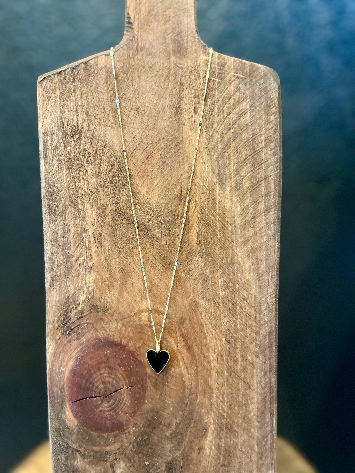 Black Enamel Heart Necklace