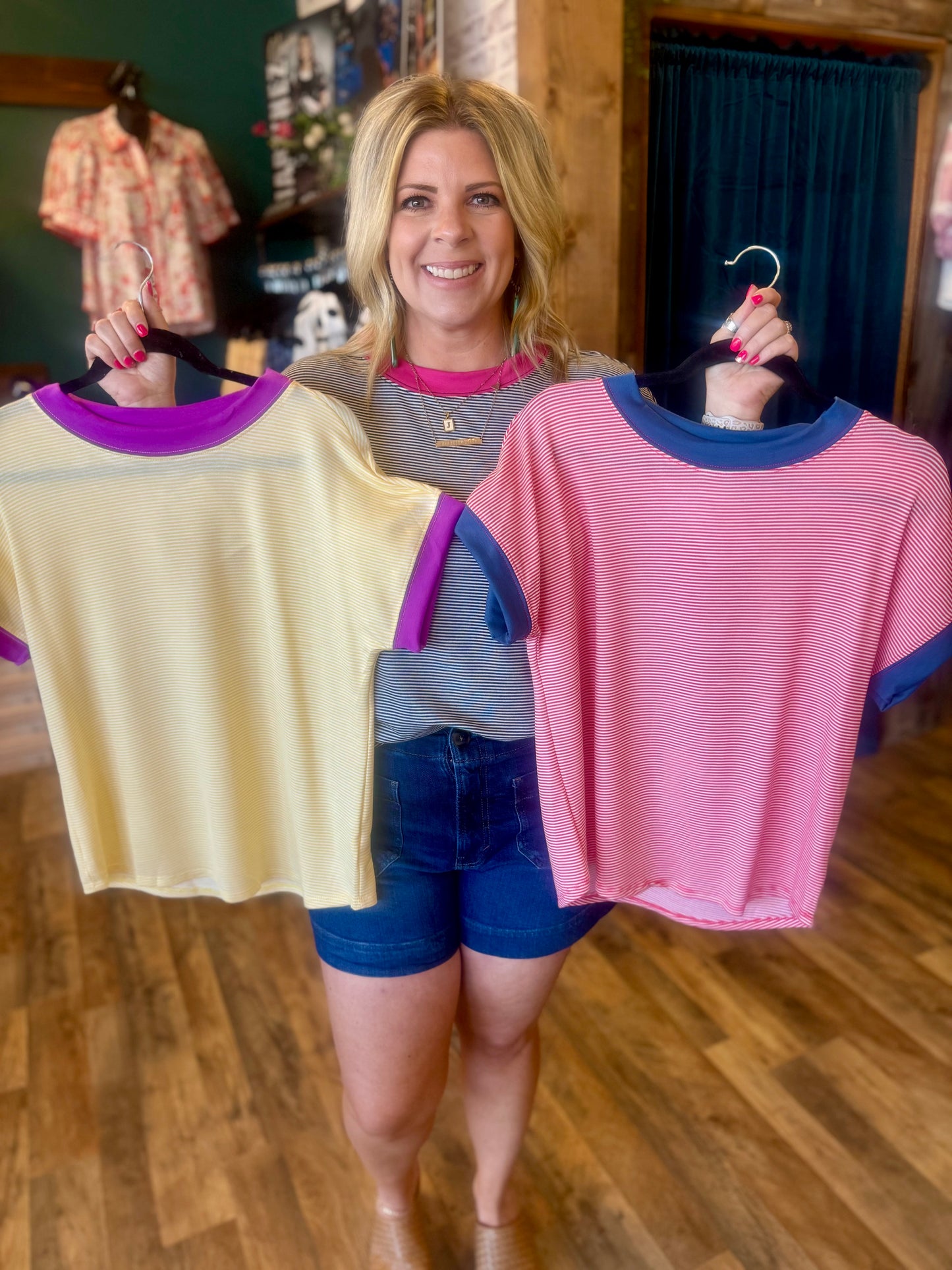 Two Toned Subtle Stripe Top