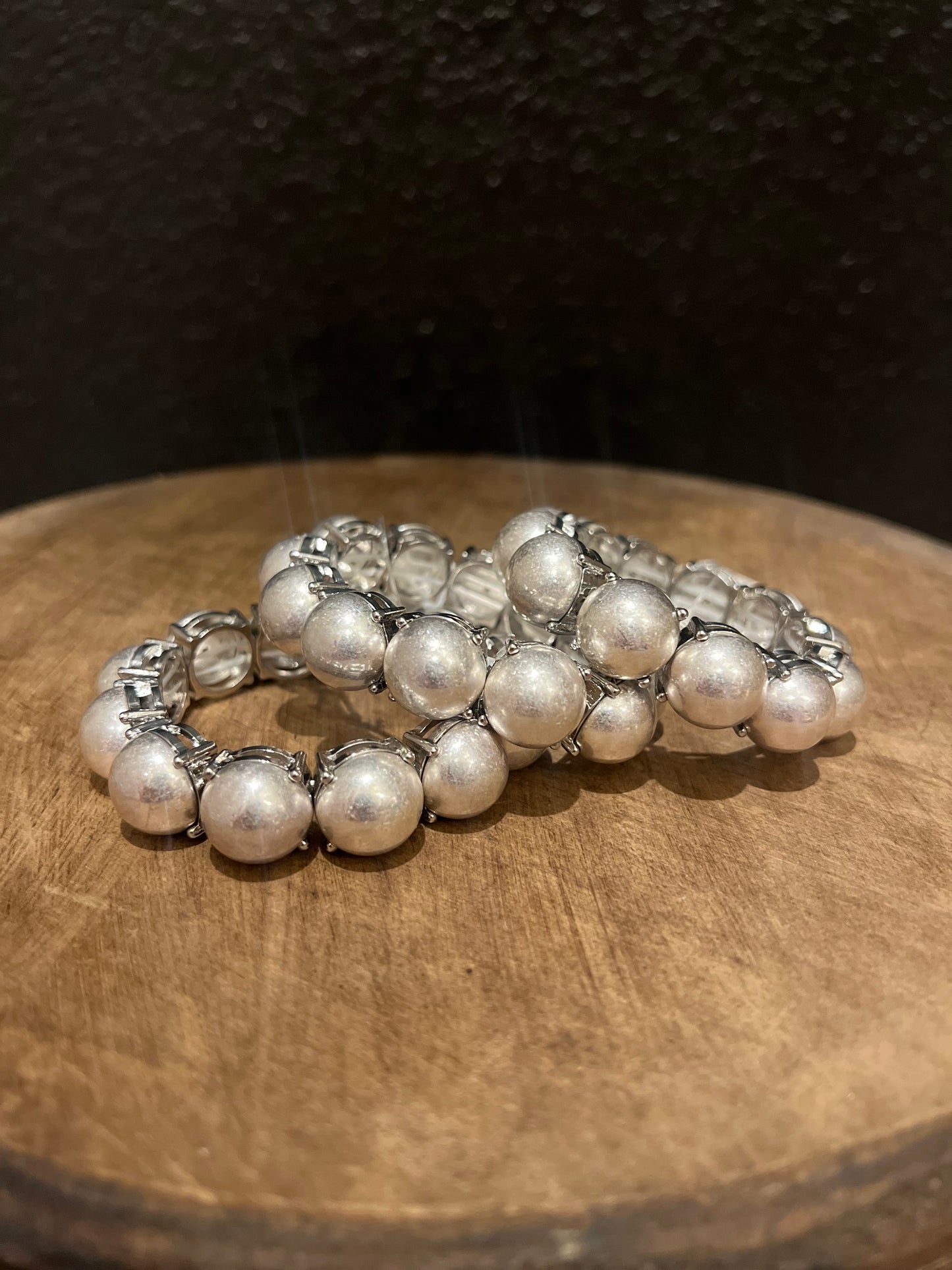 Matte Silver Stretch Braclet
