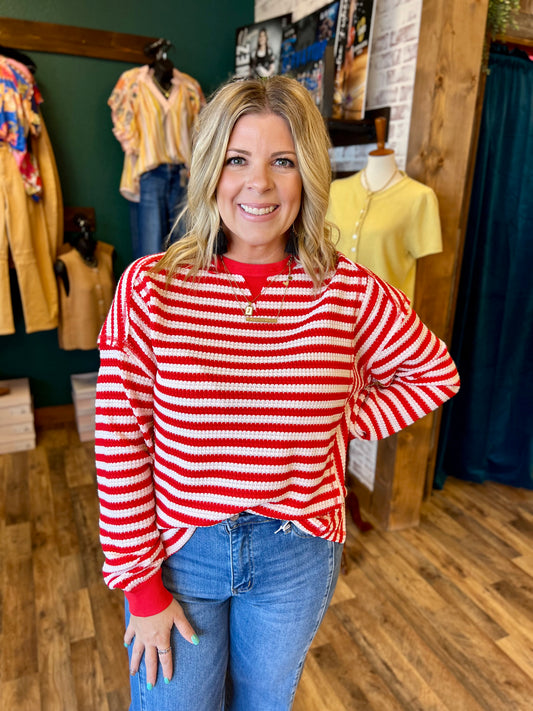 Stripe Waffle Top