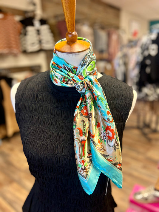 Teal Paisley Wild Rag