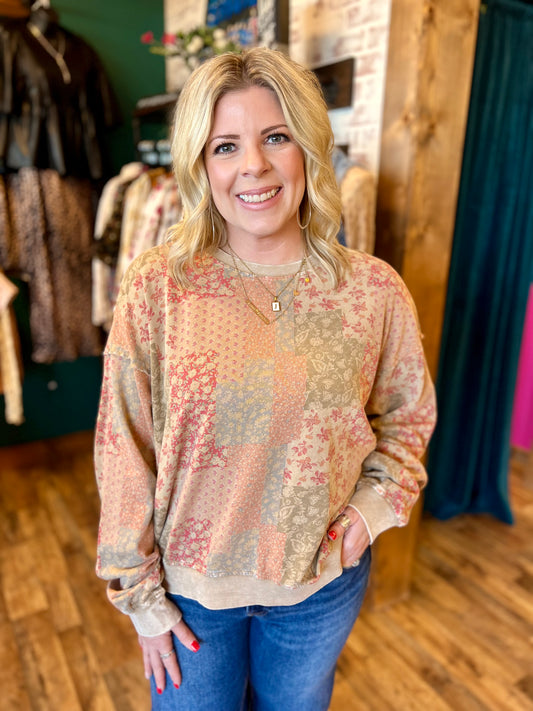 Khaki Patchwork Top