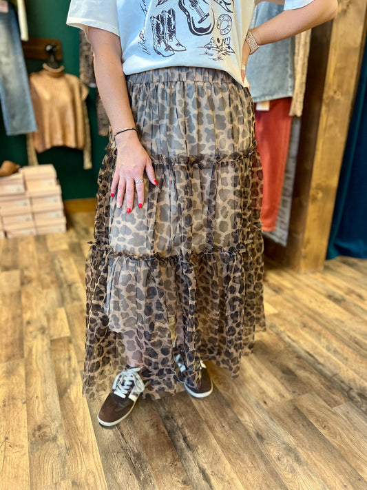 Leopard Chiffon Skirt