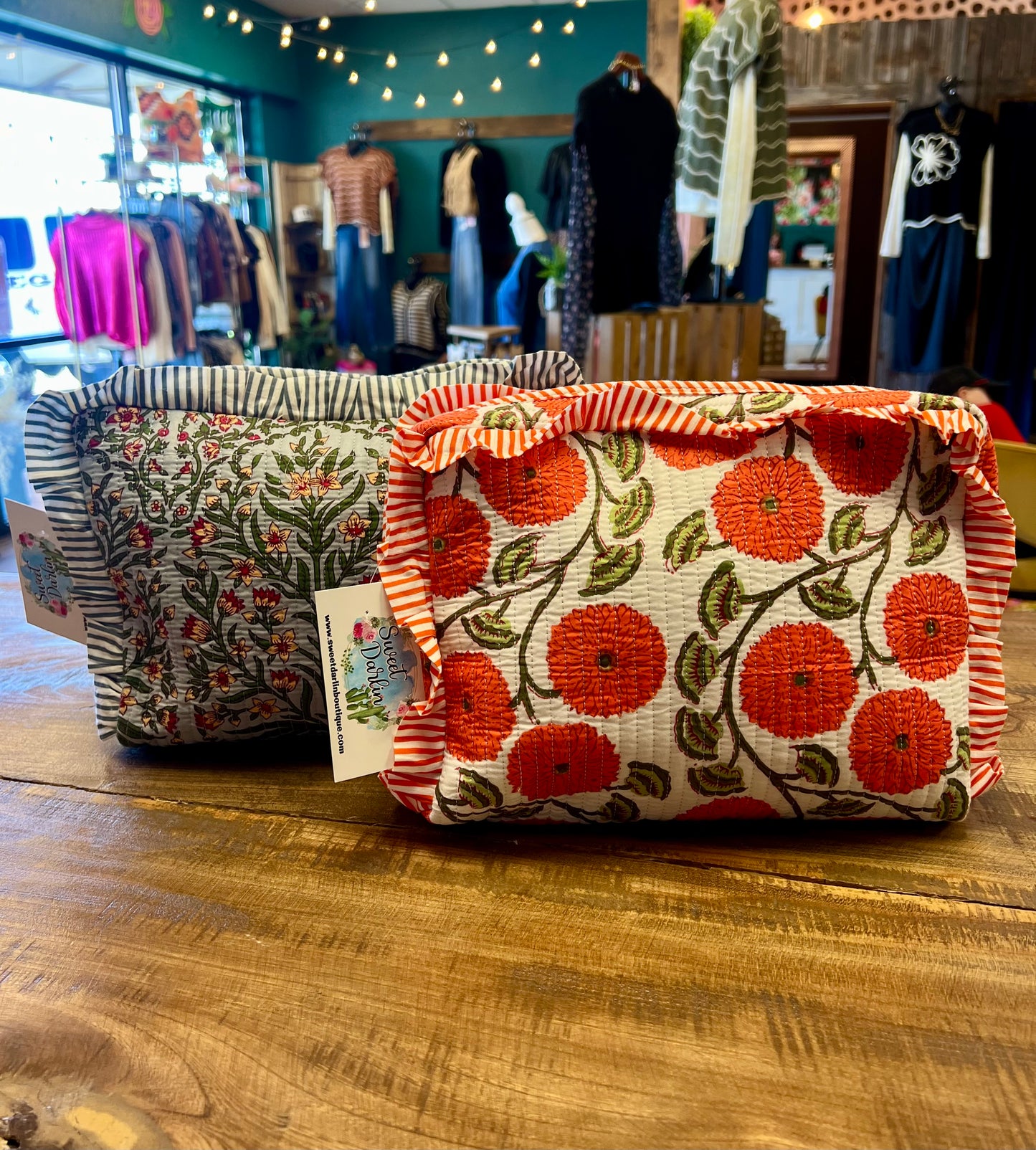 Quilted Ruffle Cosmetic Bag