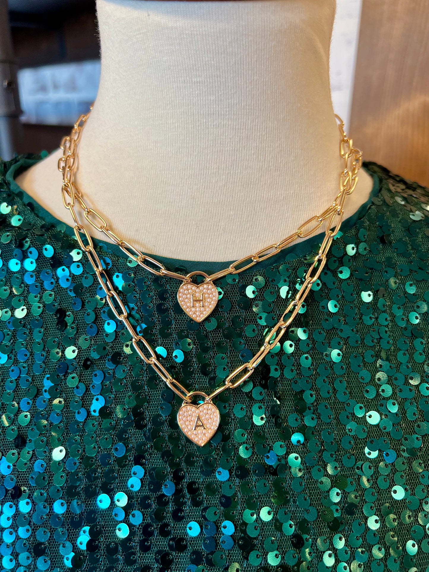 Pearl Locket Paperclip Chain Necklace