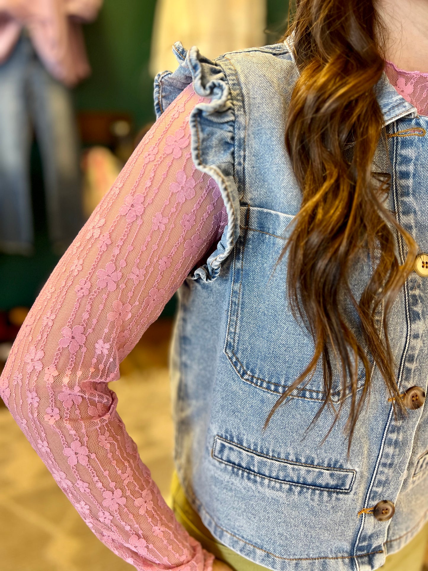 Candy Pink Floral Lace Top