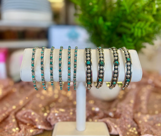 Sterling Silver Turquoise Ball Bangle