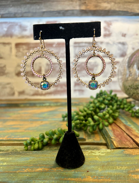Beaded Double Hoop Earring