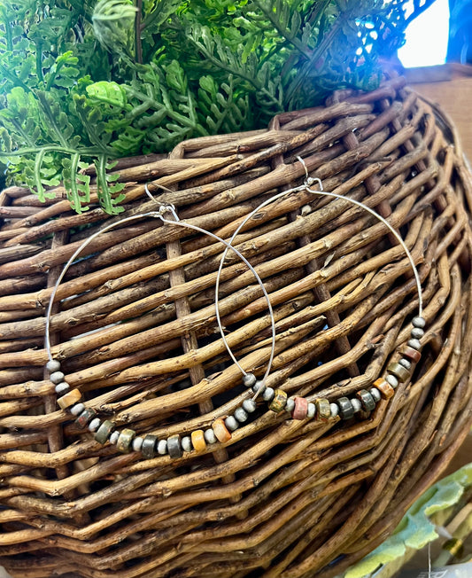 Neutral Stone Hoops