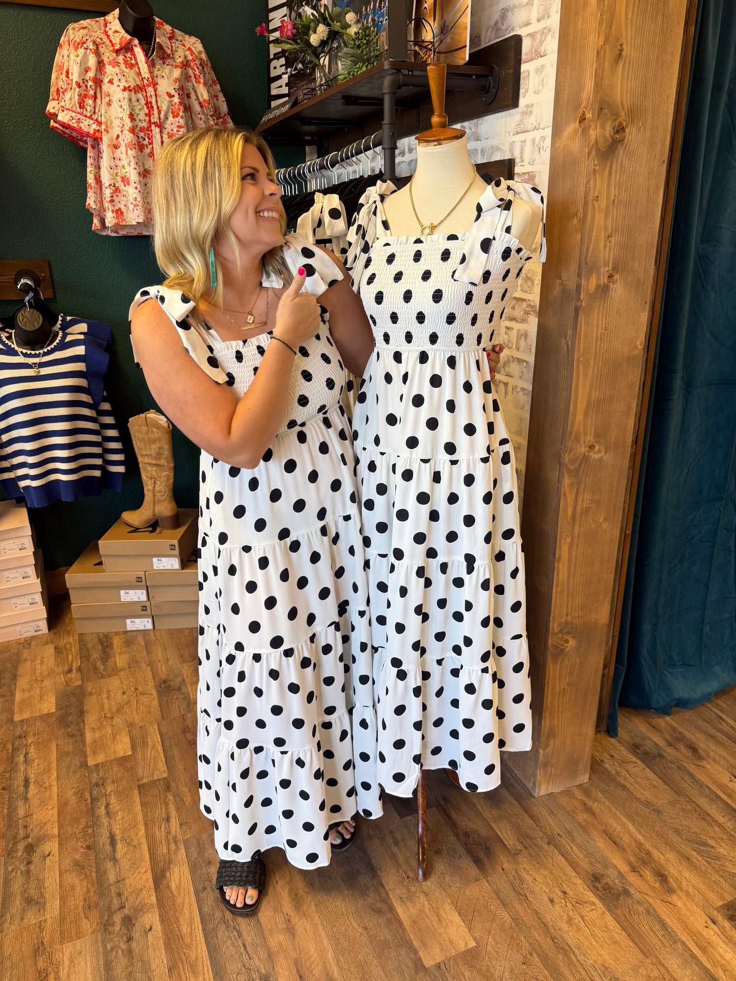 White & Black Polka Dot Maxi