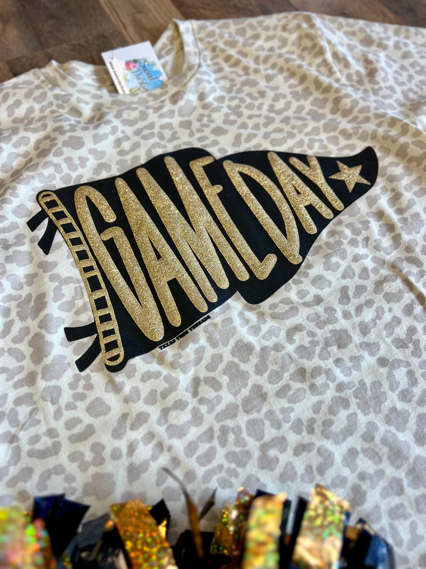 Natural Leopard Game Day Pennant Tee