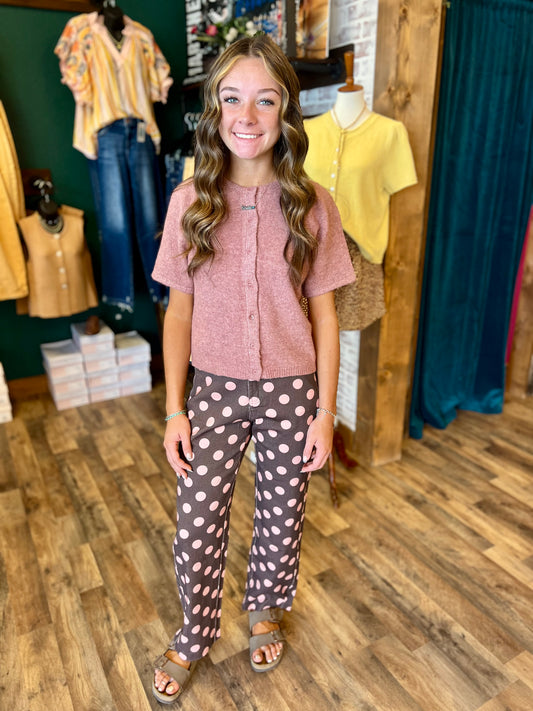Chocolate Polka Dot Straight Pant