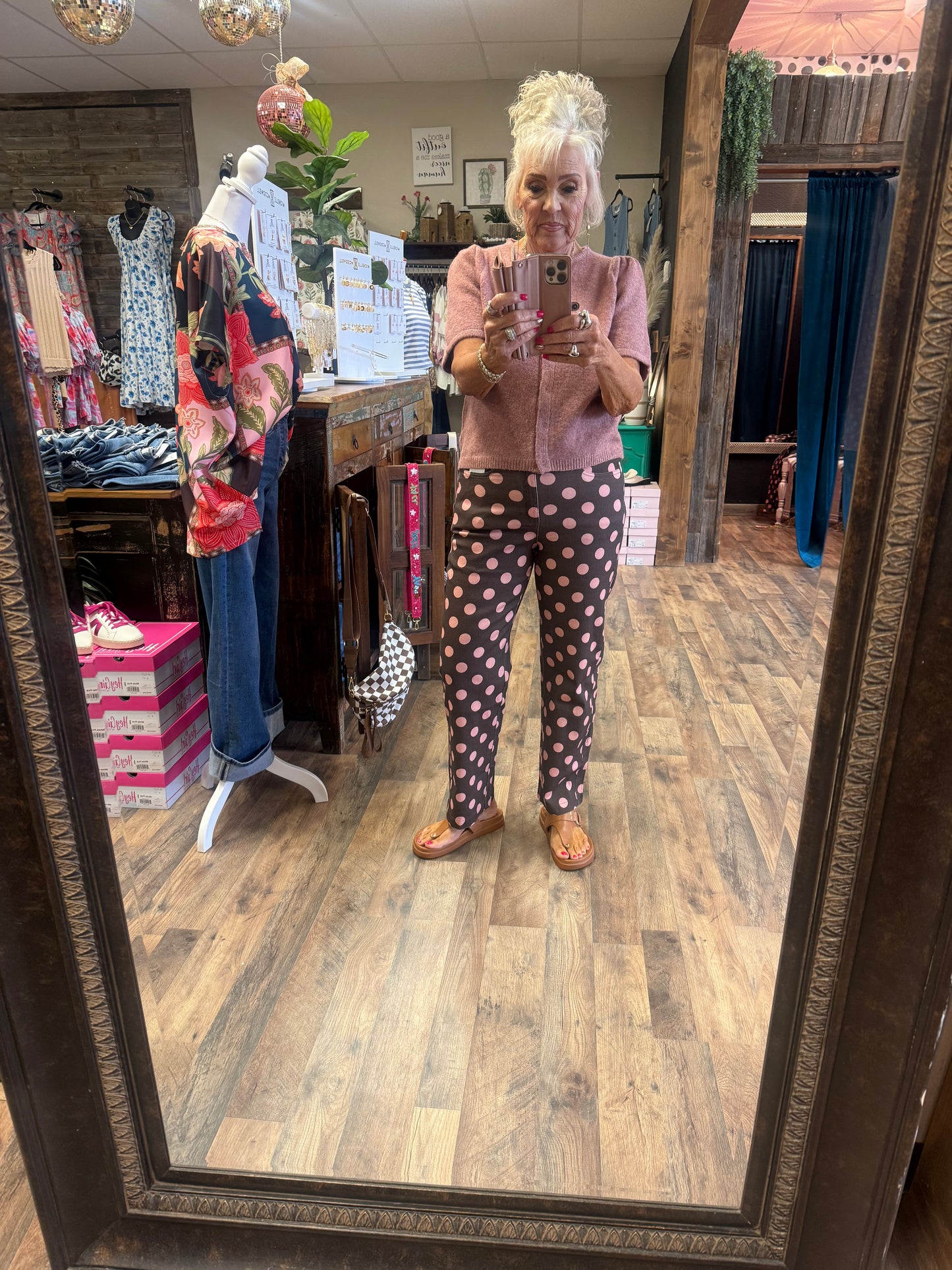 Chocolate Polka Dot Straight Pant