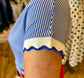Scallop Edge Hem Striped Top