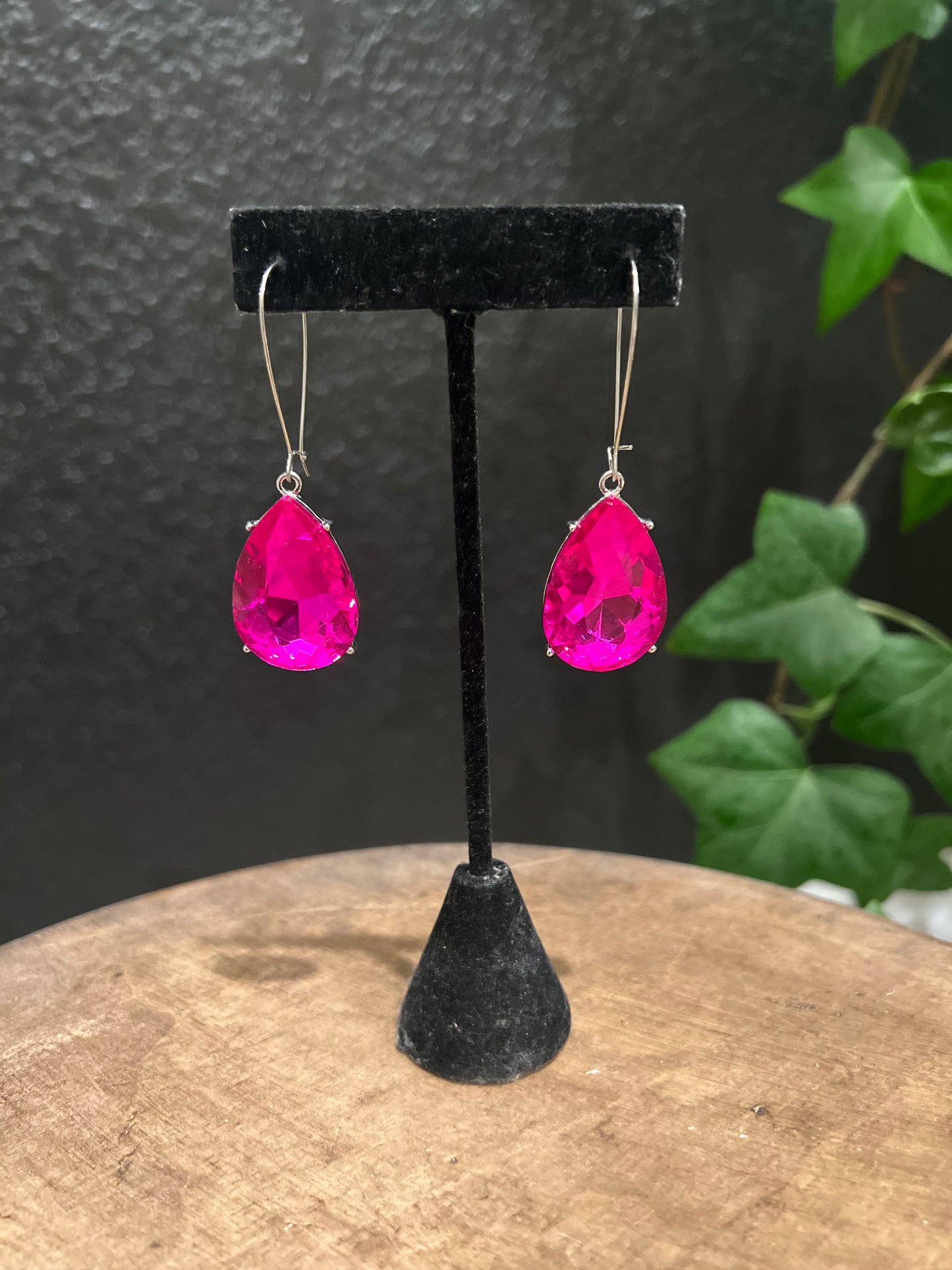 Large Fuchsia Teardrop Earring