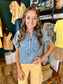 Denim Button Down Round Hem Top