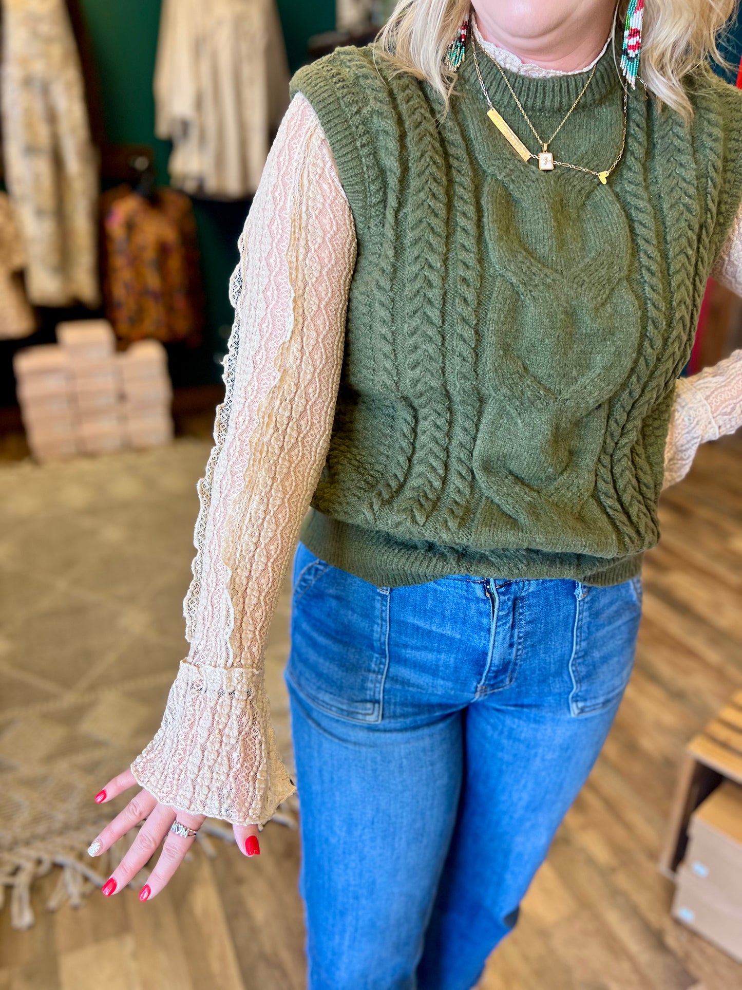 Bell Sleeve Lace Top