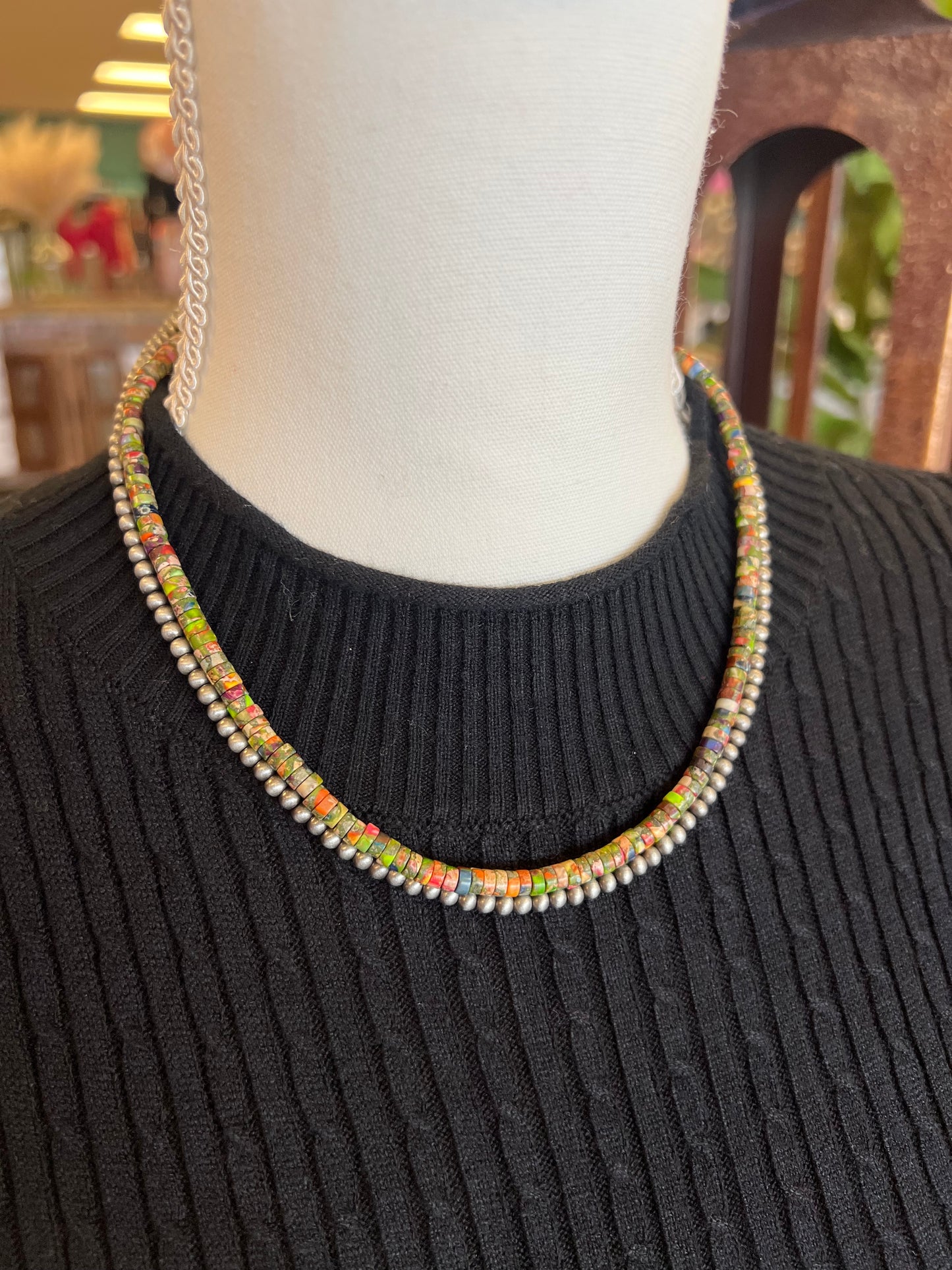 Multi Bead Double Strand Necklace