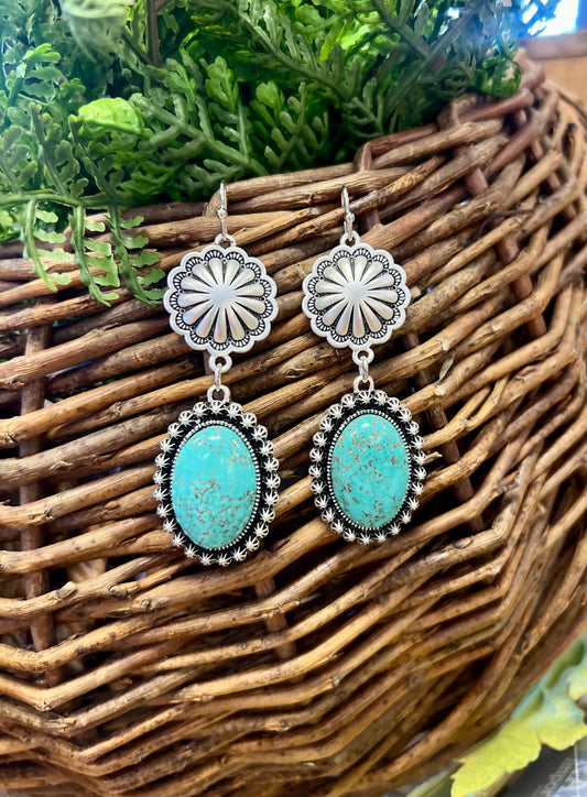 Concho & Turquoise Drop Earring