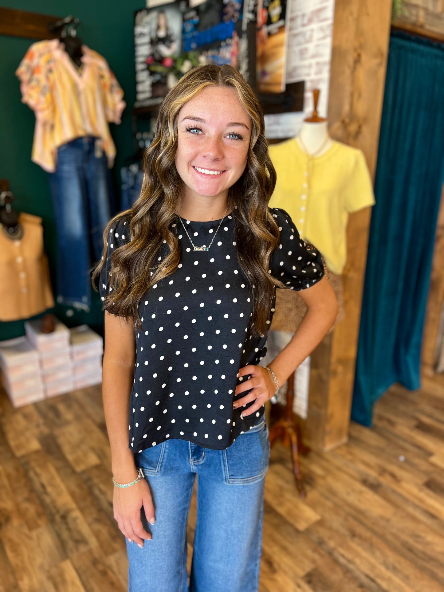 Polka Dot Peplum Blouse