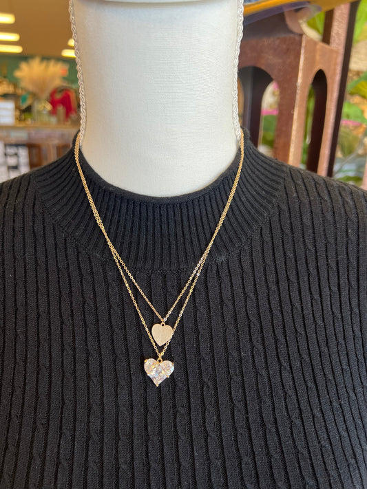 Double Heart Gold Necklace