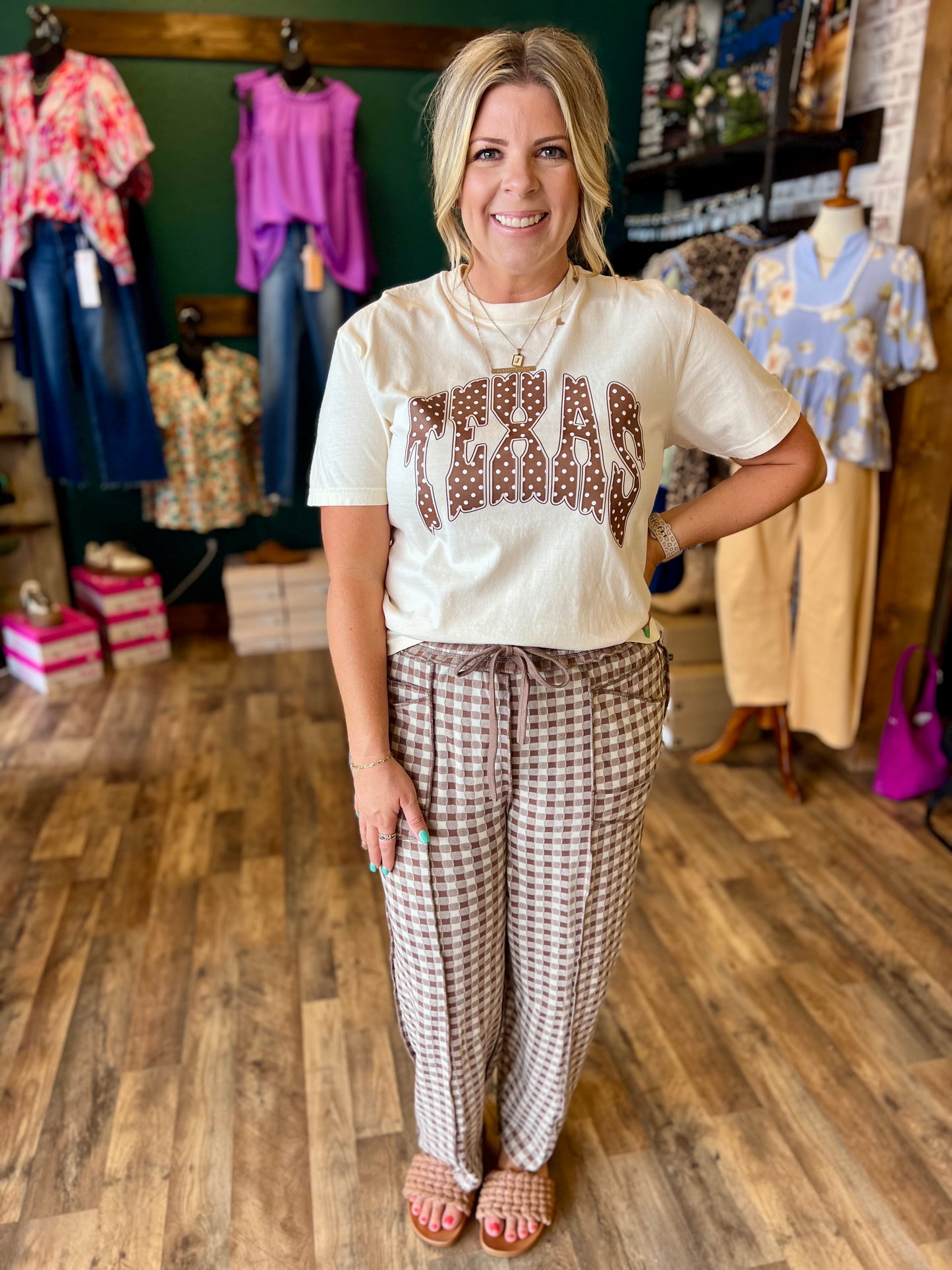 Checkered Knit Pant