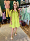 Lime Pintuck Mini Dress