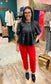 Faux Leather Pleated Top
