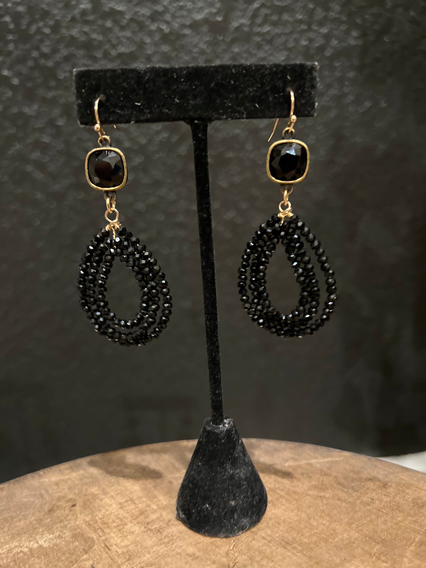 Black Triple Teardrop Earring