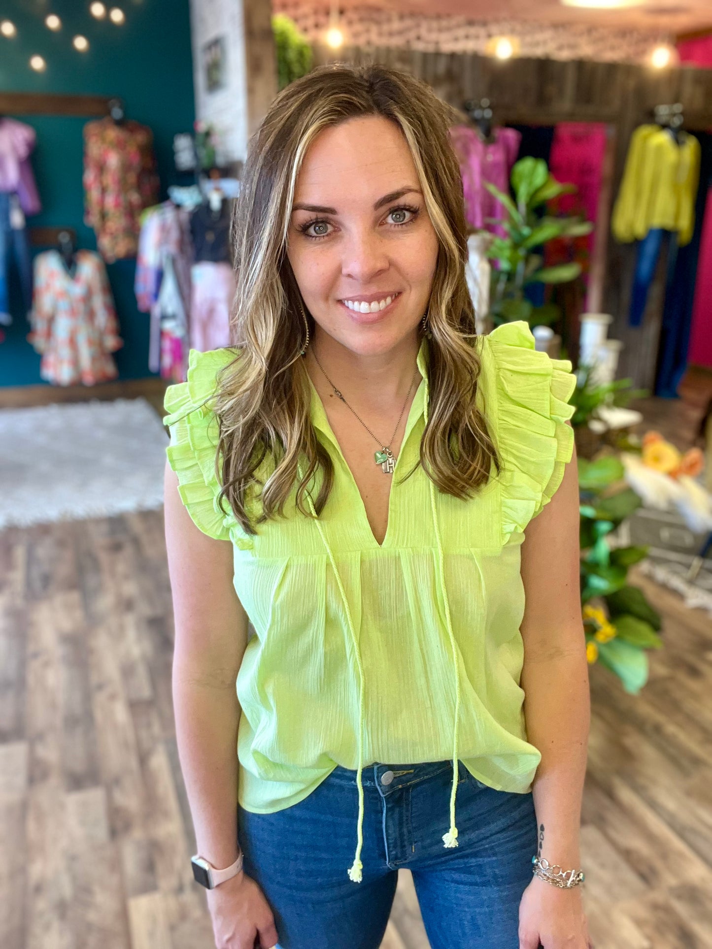 Lime Sherbet Ruffle Top