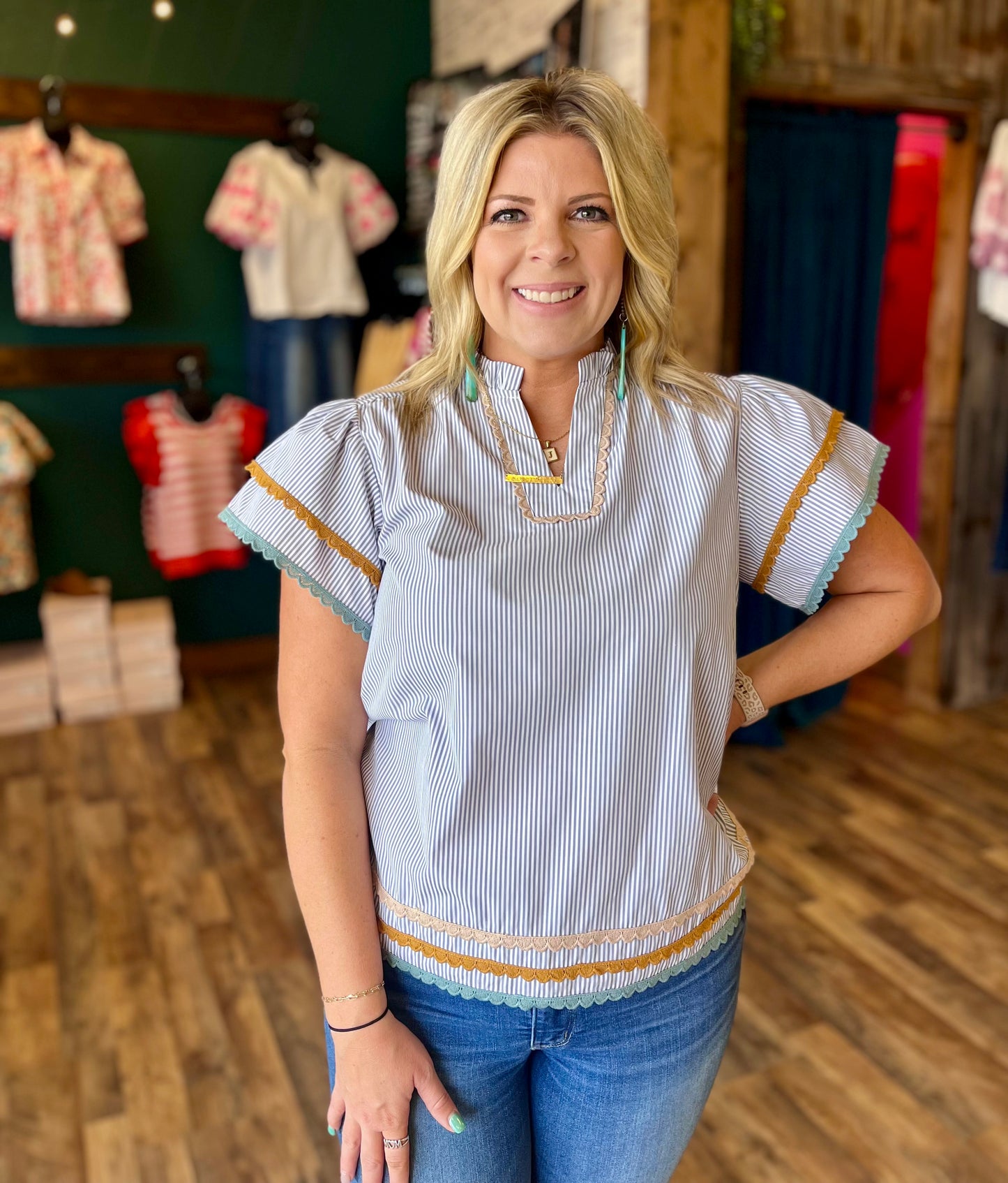 Blue Pinstripe Top