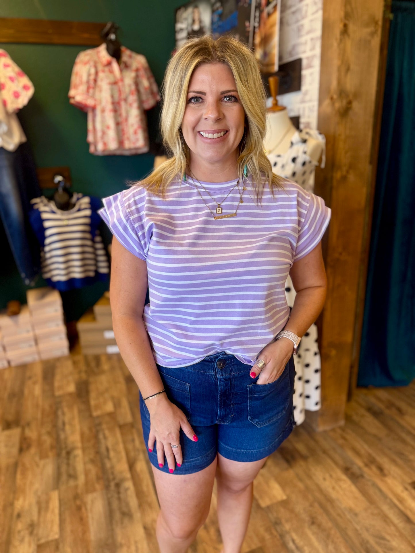 Double Ruffle Stripe Top