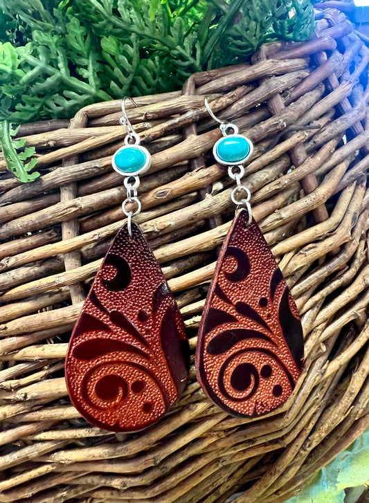 Leather Teardrop Earring