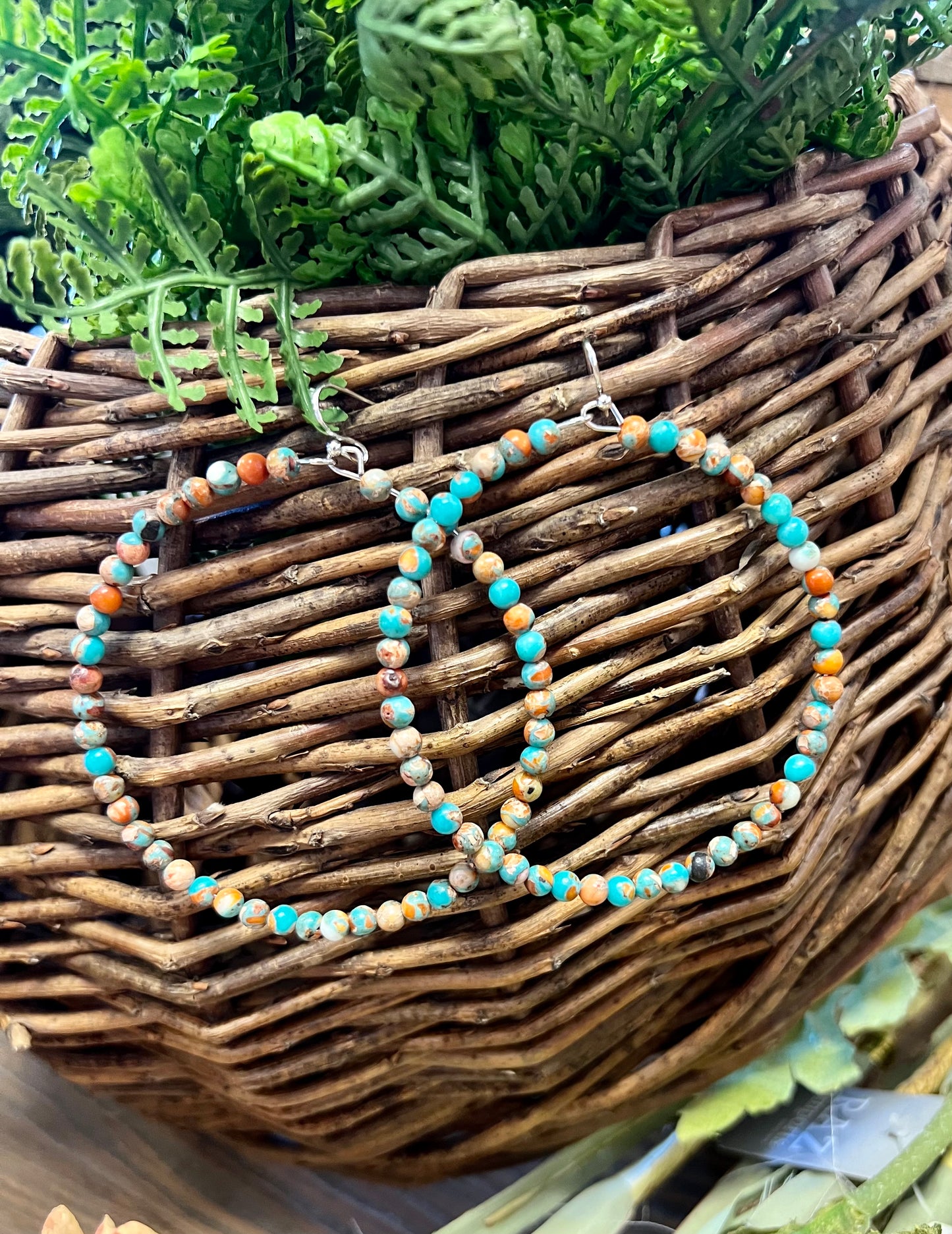 Turquoise & Orange Hoops