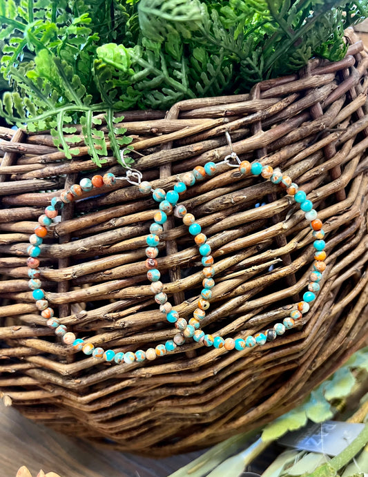 Turquoise & Orange Hoops