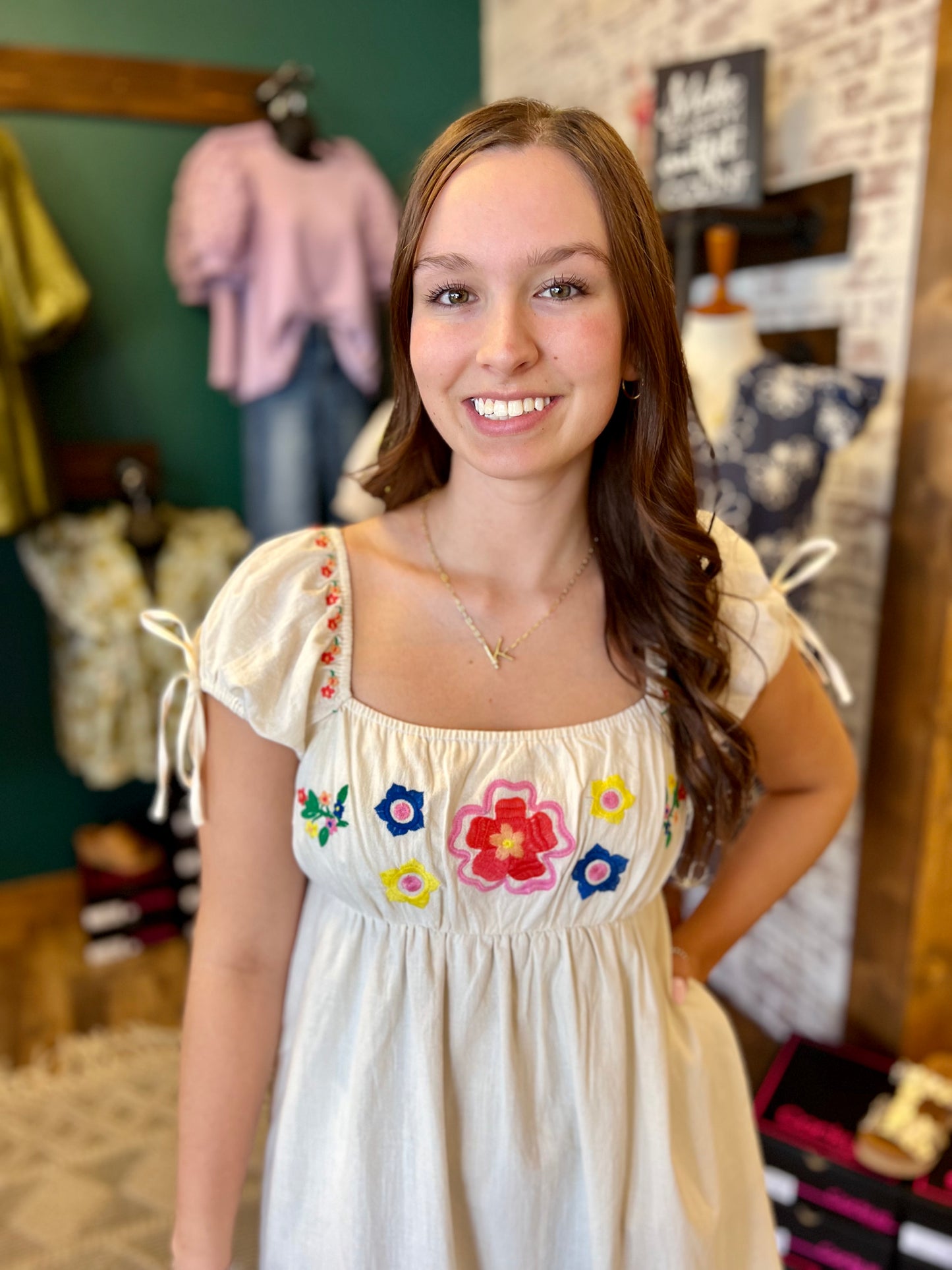 Linen Embroidered Dress