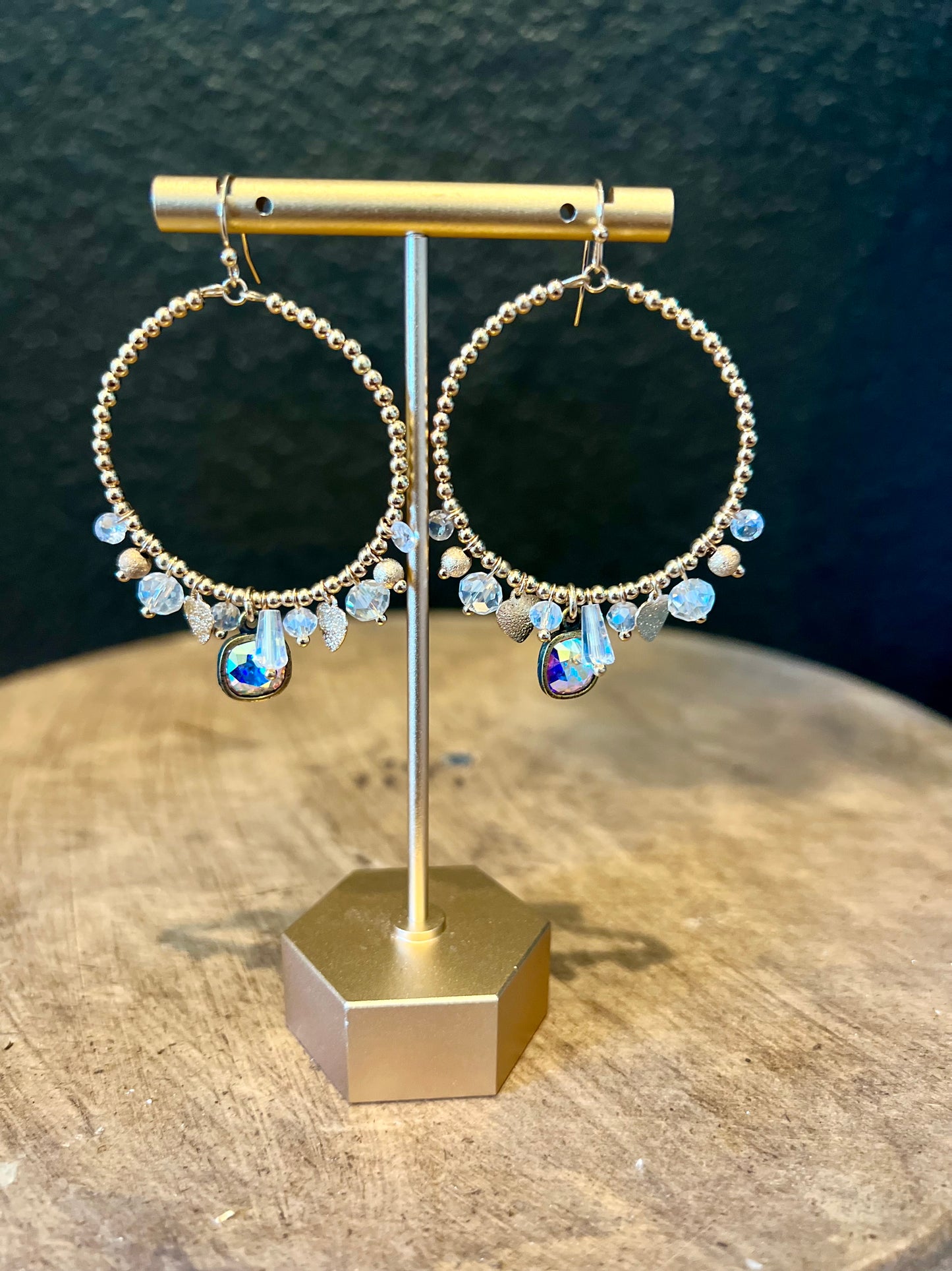 Beaded Charm Hoop Earring