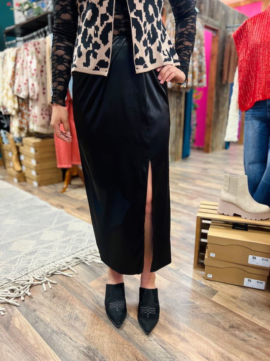 Black Satin Skirt