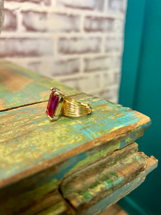 Fuchsia Iridescent Adjustable Ring