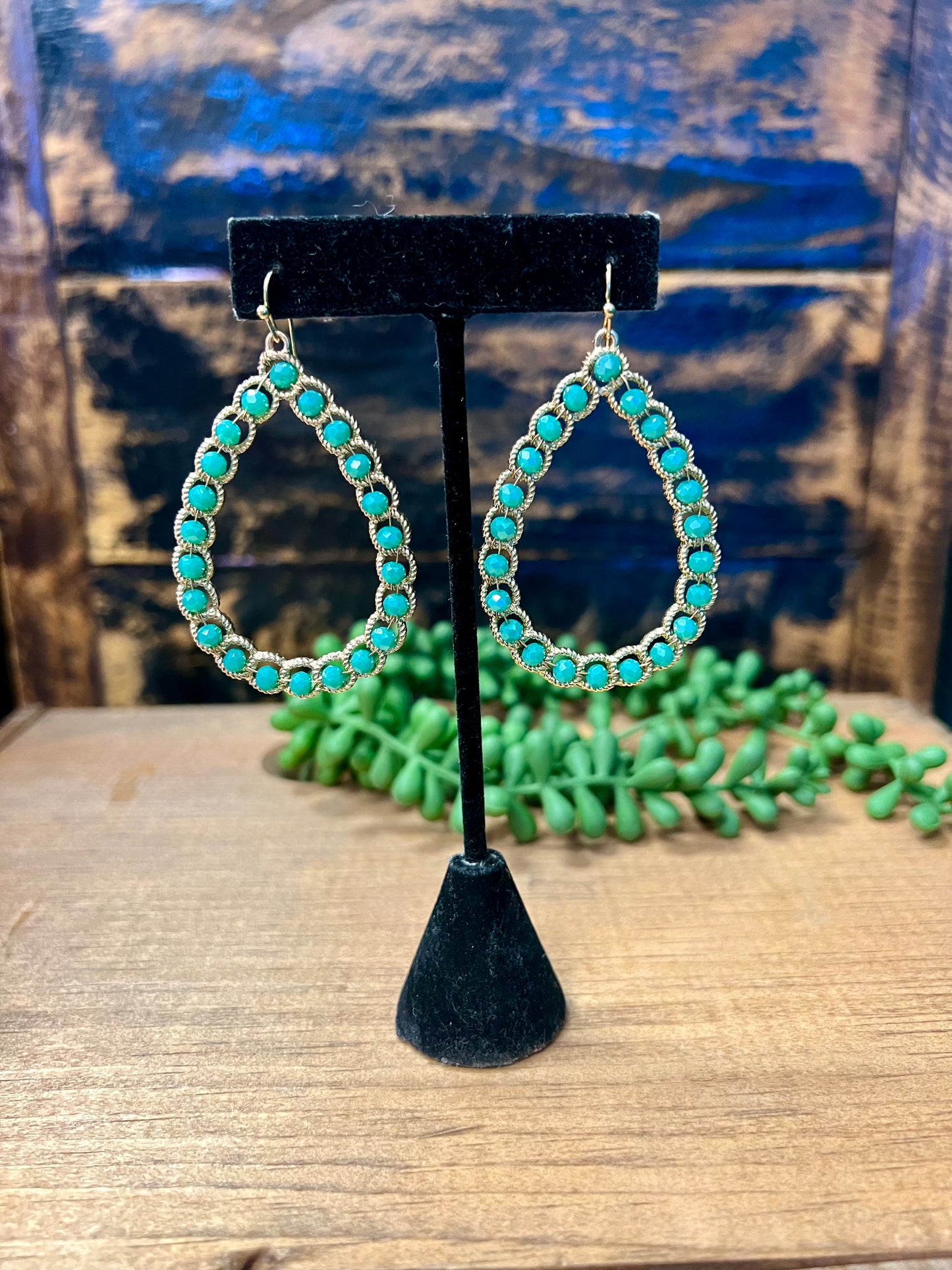 Turquoise Beaded Teardrop Earring