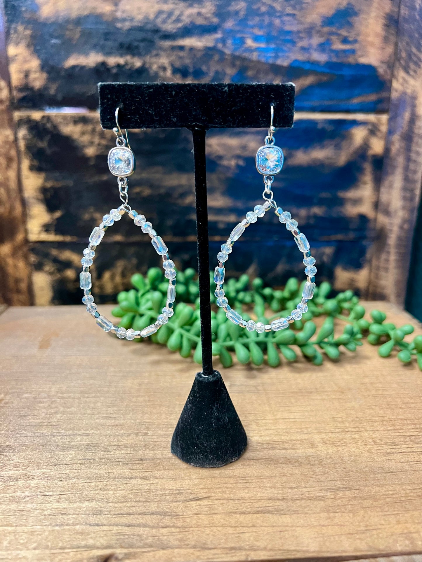 Silver Beaded Teardrop Earring