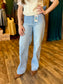 Vervet Denim Stripe Wide Hem Trouser