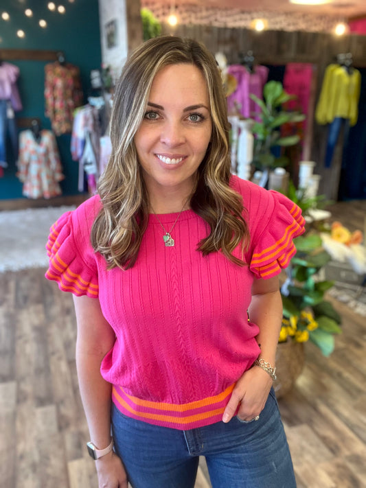 Hot Pink Layered Ruffle Top