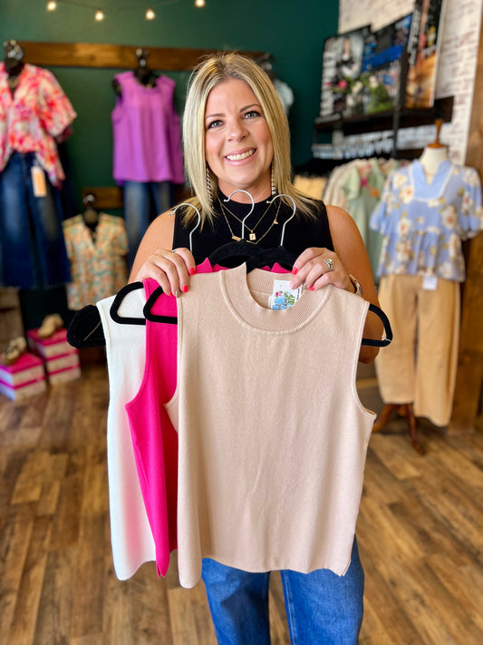 Mock Neck Sleeveless Top