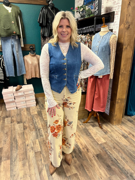 Khaki Floral Pant