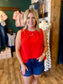 Ruffle Neck Sleeveless Top