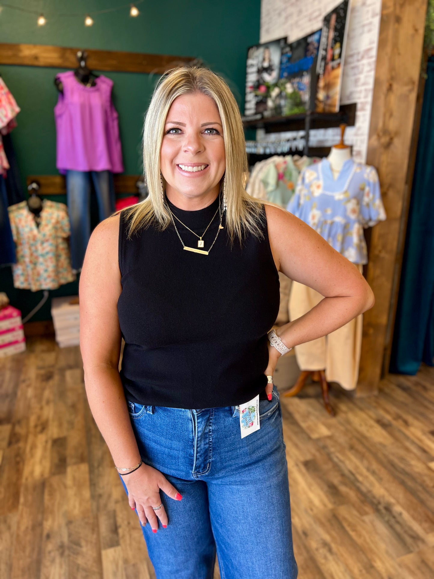 Mock Neck Sleeveless Top
