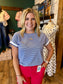Scallop Edge Hem Striped Top